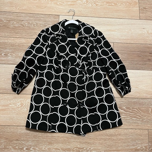INC International Concepts Jackets & Blazers - International Concepts Womens Circle Double Breasted Jacket Size M Black White